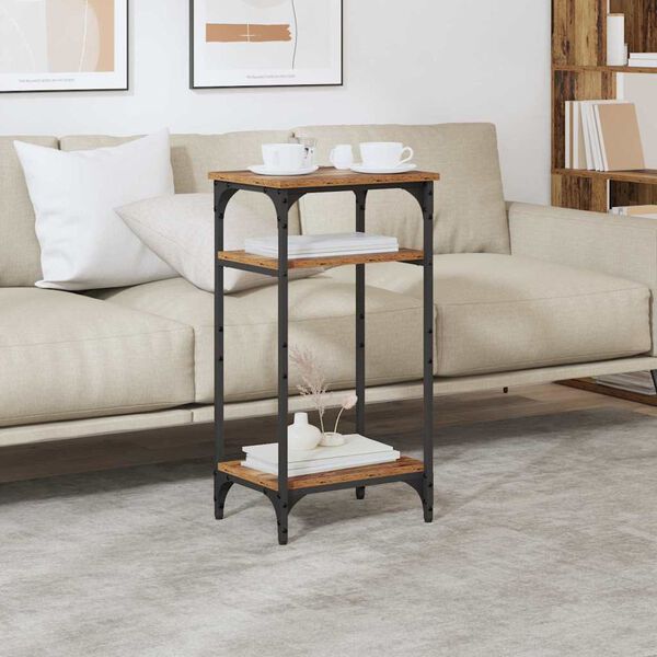 vidaXL Sidobord med hylla Gammalt tr&auml; 40 x 30 x 75 cm Konstruerat tr&auml;