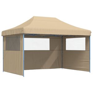 vidaXL Pop-Up hopf&auml;llbart partyt&auml;lt med 3 sidov&auml;ggar beige