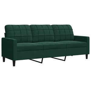 vidaXL 3-sitssoffa m&ouml;rkgr&ouml;n 180 cm sammet
