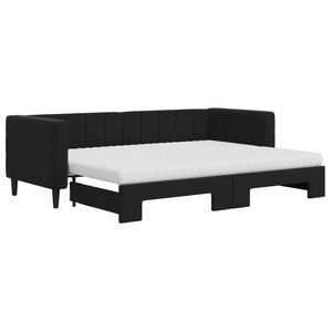 vidaXL Dagb&auml;dd med madrasser utdragbar svart 80x200 cm sammet