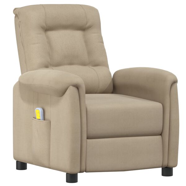 vidaXL Massagefåtölj ljusgrå mikrofibertyg