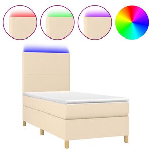 vidaXL Rams&auml;ng med madrass & LED gr&auml;ddvit 90x190 cm tyg