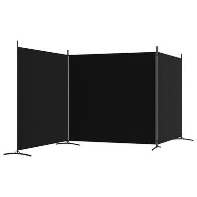 vidaXL Rumsavdelare 3 paneler svart 525x180 cm tyg