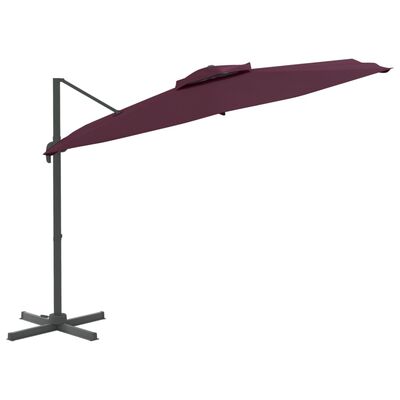 vidaXL Frihängande parasoll med ventilation vinröd 400x300 cm