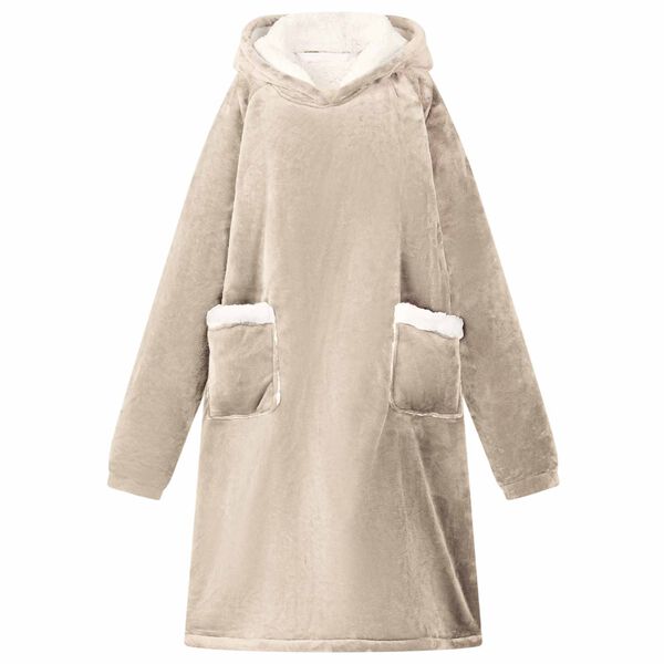 vidaXL Filt-hoodie Beige m Fleece och Flanell
