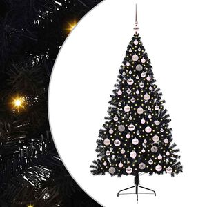 vidaXL Konstgjord F&ouml;rbelyst Julgran Svart 180 cm PVC