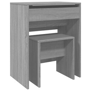 vidaXL Sminkbord med pall gr&aring; sonoma 60x40x113,5 cm