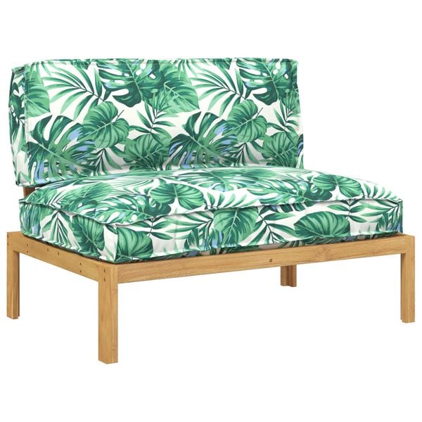 vidaXL Soffset L&ouml;v Bladm&ouml;nster 120 x 92 x 69 cm Massivt Akaciatr&auml;