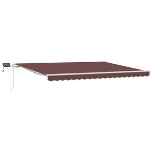 vidaXL Markis manuellt inf&auml;llbar med LEDs 450x300 cm brun