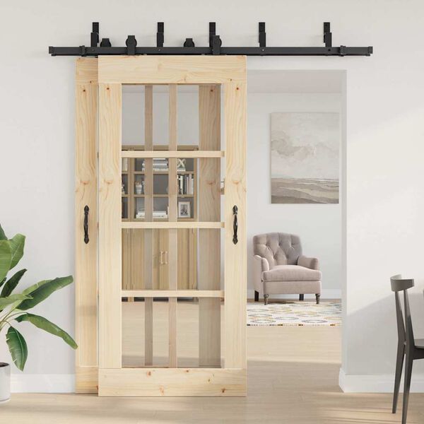 vidaXL Skjutd&ouml;rrsbeslag 200 cm st&aring;l svart