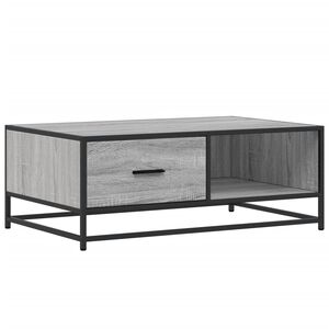 vidaXL Soffbord gr&aring; sonoma 90x57x35 cm konstruerat tr&auml; och metall