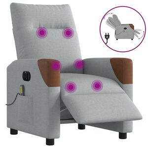 vidaXL Elektrisk massagef&aring;t&ouml;lj ljusgr&aring; tyg