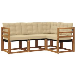vidaXL Utomhussoffset med kudde 4 pcs Naturlig och Beige