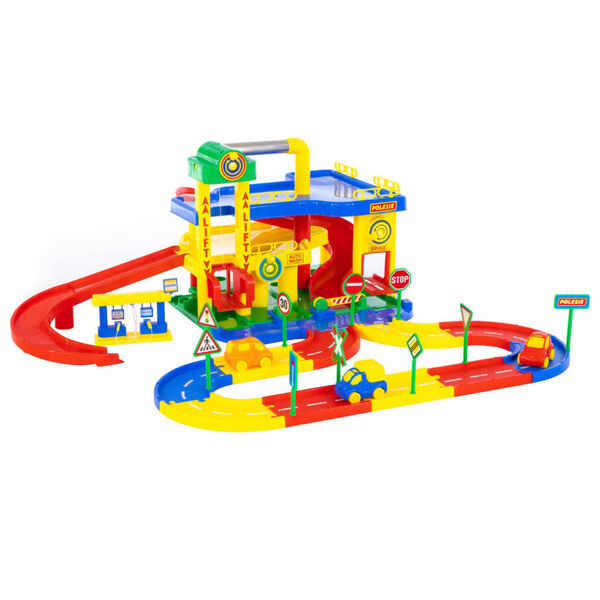 Polesie Wader Leksaksgarage 8 delar 3 v&aring;ningar 100x90x38 cm PP