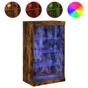 vidaXL Sk&auml;nk med LED-belysning r&ouml;kf&auml;rgad ek 60,5x37x100 cm