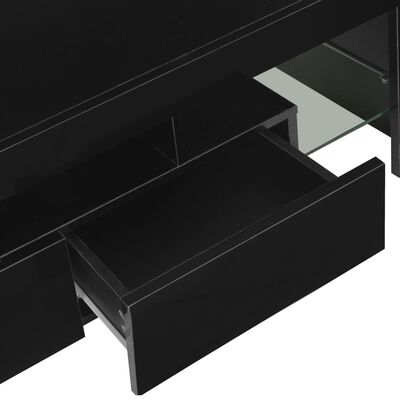 vidaXL TV-bänk med LED-lampor högglans svart 130x35x45 cm