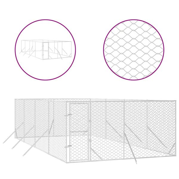 vidaXL Hundg&aring;rd f&ouml;r utomhusbruk silver 4x8x2 m galvaniserat st&aring;l