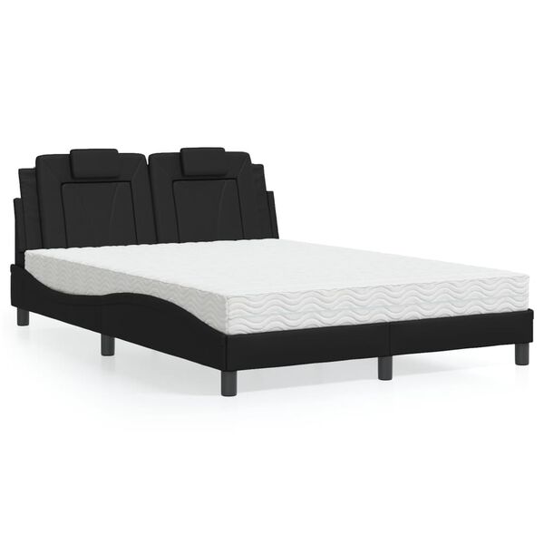 vidaXL Bed "Viana" with Mattress Black 140x200 cm Faux Leather