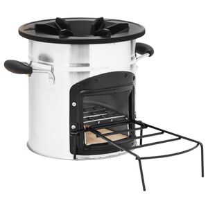vidaXL Vedeldad campingspis silver 45,5x33x25,5 cm rostfritt st&aring;l