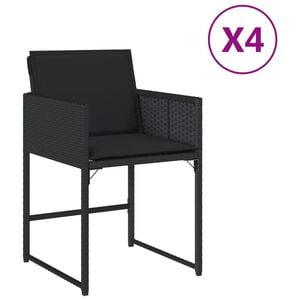 vidaXL Tr&auml;dg&aring;rdsstolar med dynor 4 st svart konstrotting