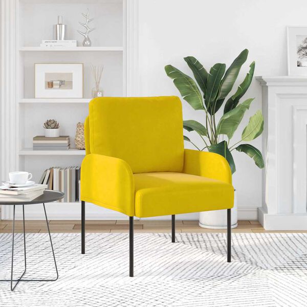 vidaXL Soffor med kudde 55cm Gul Plywood