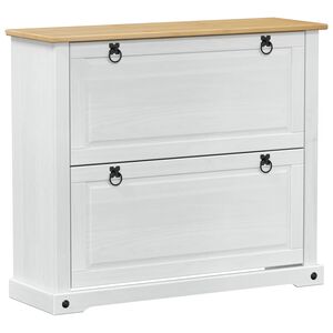 vidaXL Skosk&aring;p med hylla Corona Vit 99 x 32 x 85 cm Massiv furu