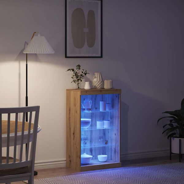 vidaXL LED-sido bord Artisan Ek 60,5 x 37 x 100 cm Konstruerat tr&auml;