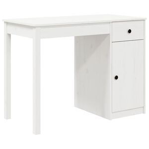vidaXL Skrivbord vit 100x50x75 cm massiv furu