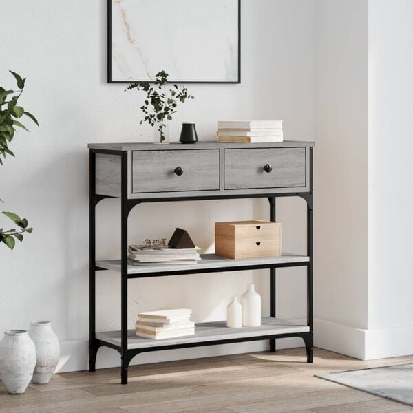 vidaXL Avlastningsbord gr&aring; sonoma 72,5x25x75 cm konstruerat tr&auml;