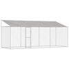 vidaXL Hundbur med tak Silver 600 x 200 x 256 cm St&aring;l och PE