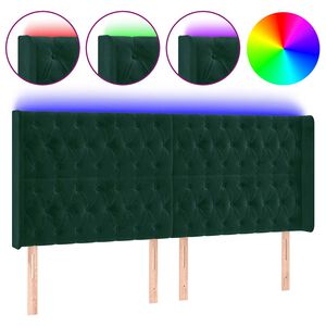 vidaXL S&auml;nggavel LED m&ouml;rkgr&ouml;n 203x16x118/128 cm sammet