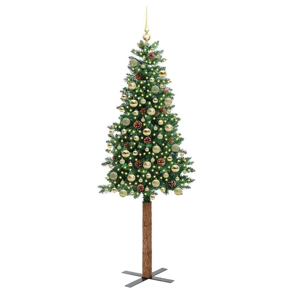 vidaXL Smal julgran med 300 LED-lampor Grön 180 cm PVC och solid furu