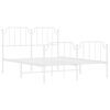 vidaXL Sängram med huvudgavel och fotgavel vit metall 150x200 cm