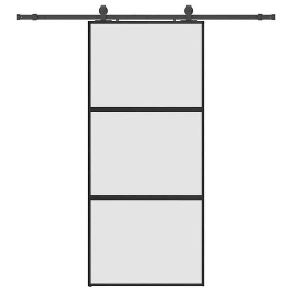vidaXL Skjutd&ouml;rr med beslagssats svart 90x205 cm h&auml;rdat glas