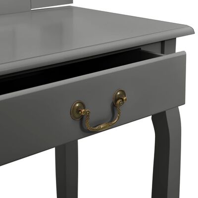 vidaXL Sminkbord med pall grå 65x36x128 cm kejsarträ MDF