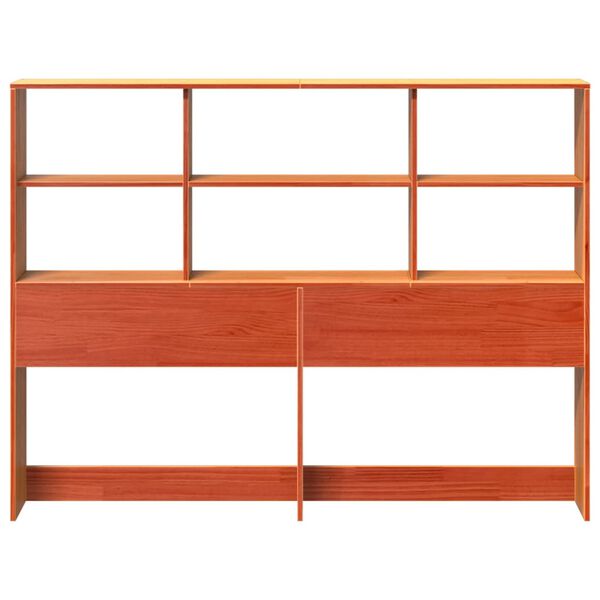 vidaXL Huvudgavel med f&ouml;rvaring vaxbrun 120 cm massiv furu