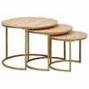 vidaXL Nesting Kaffe Bord 3 pcs Brun Massivt Mangotr&auml; och st&aring;l