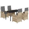 vidaXL Matgrupp f&ouml;r tr&auml;dg&aring;rden med dynor 5 delar mixbeige konstrotting