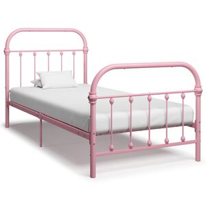 vidaXL S&auml;ngram utan madrass rosa metall 90x200 cm