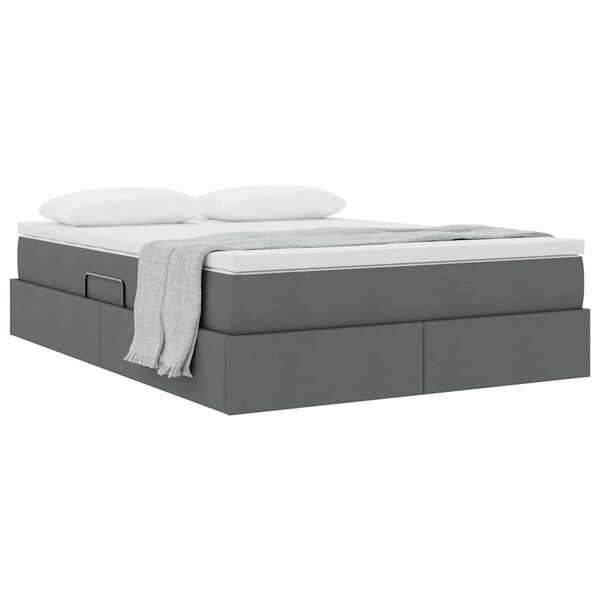 vidaXL F&ouml;rvaringss&auml;ng med madrass M&ouml;rkgr&aring; 140 x 200 cm Polyester