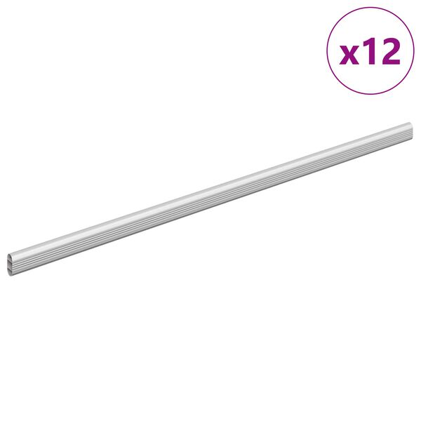 vidaXL Kl&auml;dst&aring;ng 12 pcs Silver 764 x 15 x 29 mm Aluminiumlegering