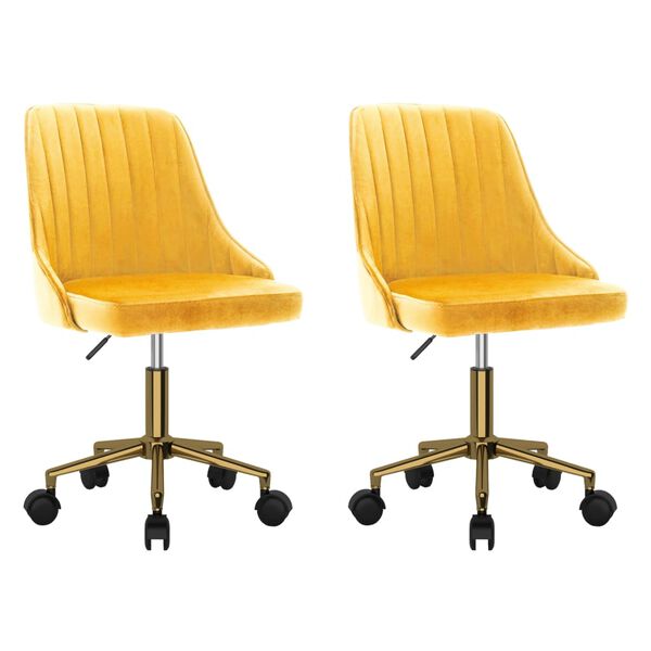 vidaXL Snurrbara matstolar 2 st gul sammet