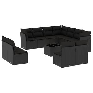 vidaXL Loungegrupp med dynor 12 delar svart konstrotting