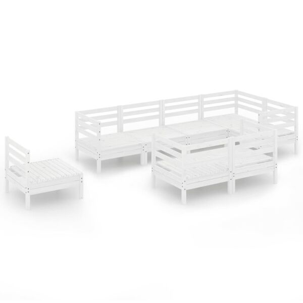 vidaXL Loungegrupp f&ouml;r tr&auml;dg&aring;rden 8 delar vit massiv furu