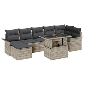 vidaXL Tr&auml;dg&aring;rdsoffset 8 st Ljusgr&aring; Poly rattan