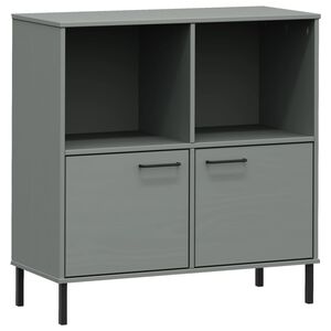 vidaXL Bokhylla med metallben OSLO gr&aring; 90x35x90,5 cm massivt tr&auml;