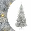 vidaXL Julgran med 300 LED-lampor med stativ Silver 240 cm PET