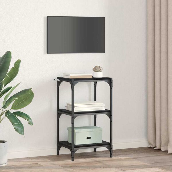 vidaXL Boksk&aring;p Svart ek 40 x 33 x 70,5 cm Konstruerat tr&auml; och j&auml;rn