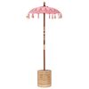 vidaXL Balinesiskt paraply med bas Rosa 95 x 95 x 260 cm Bomull