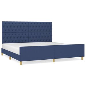 vidaXL S&auml;ngram med huvudgavel bl&aring; 200x200 cm tyg